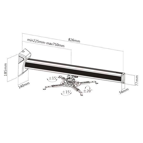 SUPORTE P/ PROJECTOR GRANDE ANGULAR NAPOFIX - GA 750