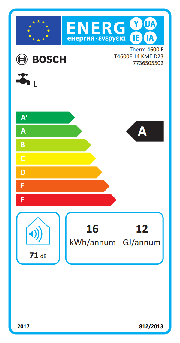 ESQUENTADOR BOSCH THERM 4600 F - T4600F 14 KME D23 - G. NAT