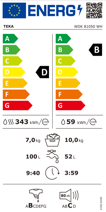 MÁQUINA DE LAVAR E SECAR ROUPA TEKA - WDK 81050 WH